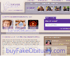 Image of Nevergone online obituary website.